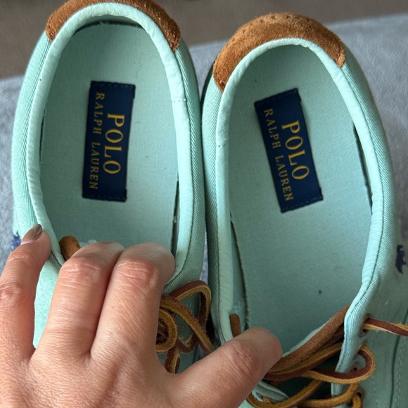 Polo Ralph Lauren Vaughn Canvas Seafoam Green Shoes sneakers Mens 9D Blue Pony - Picture 12 of 12